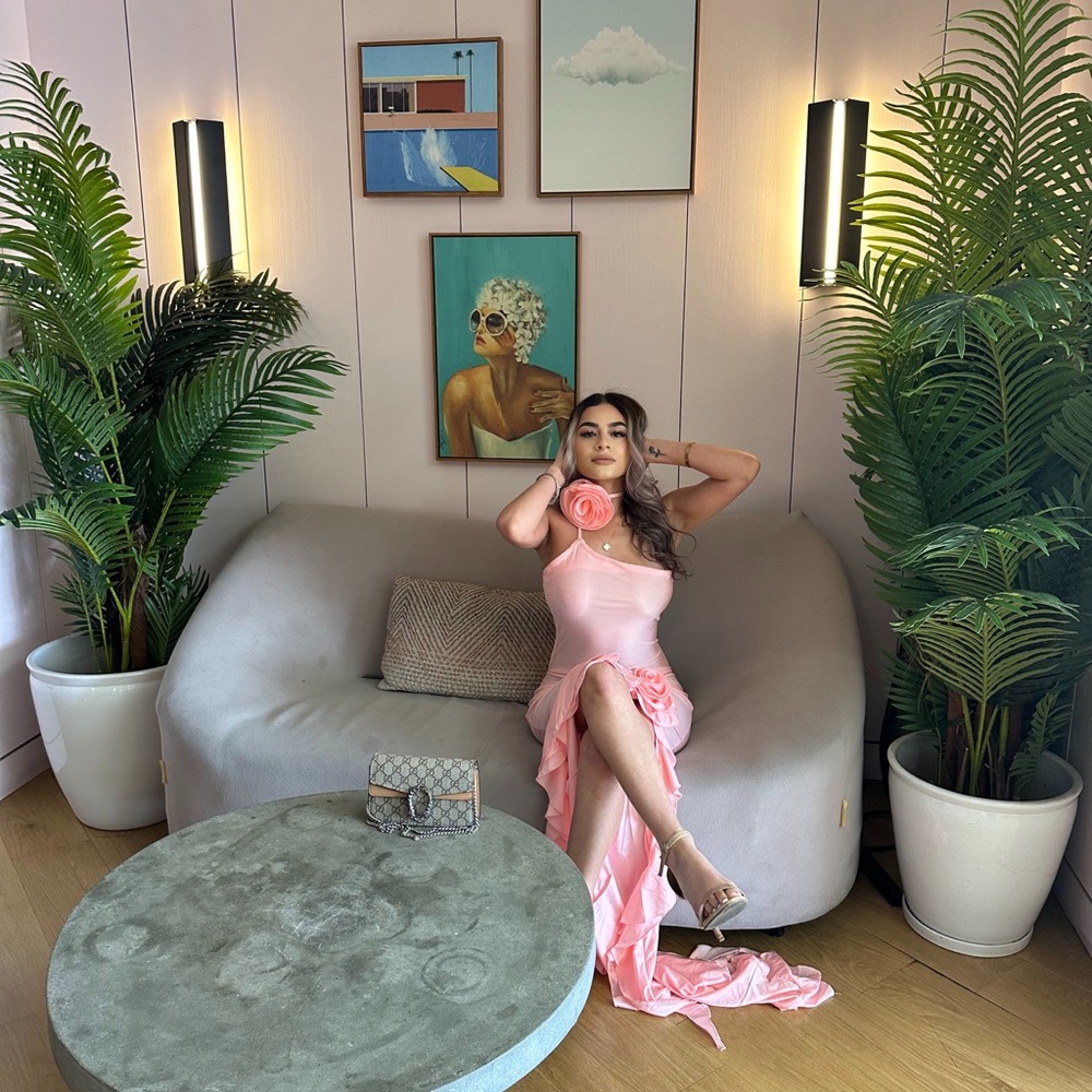 Elegant Pink Satin Dress